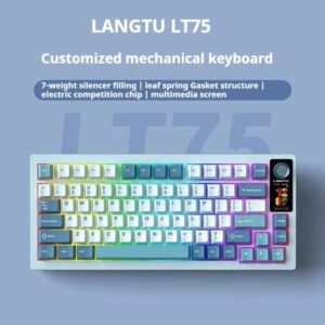 Langtu-Teclado mecánico Lt75 de 3 modos, 80 teclas con cable/inalámbrico/Bluetooth, Junta RGB PBT, teclado personalizado para juegos de PC y oficina, origen