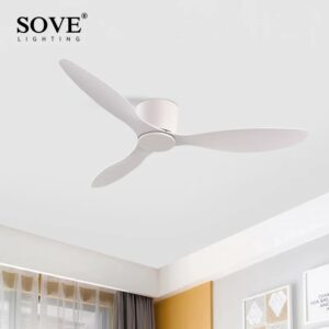 SOVE-ventiladores de techo con Control remoto para el hogar, ventilador moderno de suelo bajo, blanco y negro, Motor de CC de 30W, Simple, sin luz, 220V