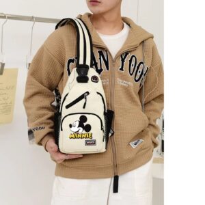 Bolso de pecho de Mickey y Minnie Mouse para mujer, bolso de hombro oblicuo con correa, mochila informal para deportes, ocio al aire libre, viaje
