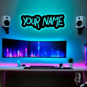 Lámpara de pared LED personalizada con nombre, texto, número, etiqueta de juego, identificación, letrero de neón colorido, decoración del dormitorio de la sala de juegos del hogar