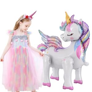 Globos de aluminio de unicornio arcoíris 4D para niñas, Decoración de cumpleaños de unicornio, fiesta de cumpleaños de jungla para niños, globo de pie de animales de elefante, 1pc