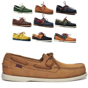 Sebago-zapatos de cuero genuino para hombre, calzado con cordones y Punta Moc, de alta calidad, E450