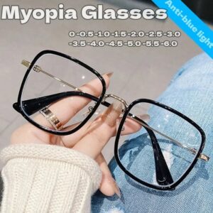 Gafas antiluz azul para miopía, lentes clásicas de lujo Unisex, con dioptrías menos, montura grande, 0 A-6,0