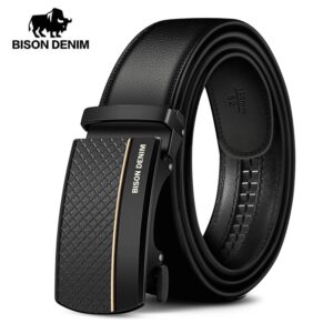 BISON DENIM-cinturón automático de cuero genuino para hombre, correa de lujo para hombre, cinturones de diseñador, cinturón de moda de alta calidad, N71416