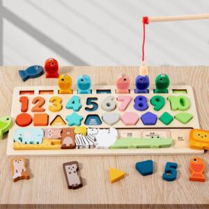 Juguetes Montessori para niños pequeños, Juego de pesca, rompecabezas de animales, ejercicio de habilidades motoras finas para niños y niñas
