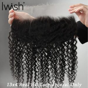 Iwish-Peluca de cabello humano virgen, accesorio de encaje Frontal con ondas rizadas de 13x6, 13x4, HD transparente, 4x4, 5x5, 6x6