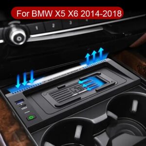 Cargador inalámbrico para coche, dispositivo de carga rápida para BMW X5, F15, X6, F16, 2014, 2015, 2016, 2017, 15W