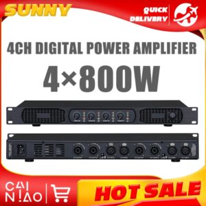AMPLIFICADOR DE POTENCIA Digital para Karaoke, altavoz de 800W, 2U, 4 canales, micrófonos de escenario, 4x800W, 3200 vatios