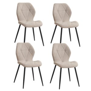 EGOONM-Sillas de comedor tapizadas de tela de lino acolchadas, patas de Metal para balcón, restaurante y comedor, 4 unidades