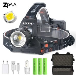 Linterna de cabeza potente XHP70.2 XHP50.2 Led, linterna de cabeza con Zoom, batería 18650, linterna de pesca recargable por USB
