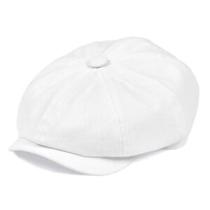 BOTVELA-Gorra Newsboy de algodón de sarga blanca para hombres y mujeres, Cabbies clásicos, conductor de manzana, Gatsby, sombrero plano, sombrero de panadero, 003