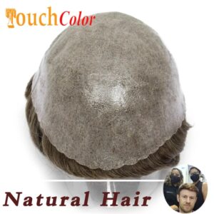 Cabello Natural protésico para hombres, peluquín con Base de Pu duradera, 0,08-0,1mm, unidad de sistema de reemplazo de peluca masculina, 100% cabello humano