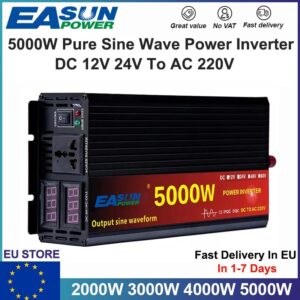 Inversor de onda sinusoidal pura para coche, transformador de voltaje de cc 12V 24V a CA 220V 3000W 4000W 5000W, convertidor de potencia, inversor Solar LCD Dis