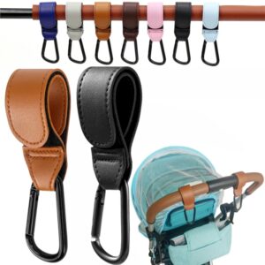 Gancho para cochecito de bebé, organizador de cuero PU, colgador de bolsa de pañales, hebilla de escalada, gancho de Velcro, accesorios para cochecito de niño, 1/2 piezas