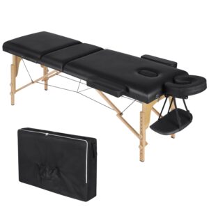 Mesa de masaje portátil de 3 secciones, cama de belleza plegable, altura ajustable, ligera, Spa Facial, mesa Reiki, salón, terapia de tatuajes