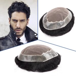 Tupé Mono para hombre con pelo suave de Pu alrededor, 6 ", unidad de sistema Exhuast, 100% cabello humano, peluca masculina, envío gratis