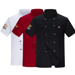 Chaqueta de Chef de manga corta para hombre y mujer, uniforme de trabajo para restaurante y cocina