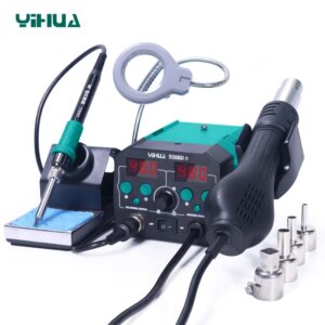 YIHUA-pistola de aire caliente 938BD-II, estación de retrabajo, soldador con lámpara LED, 740W