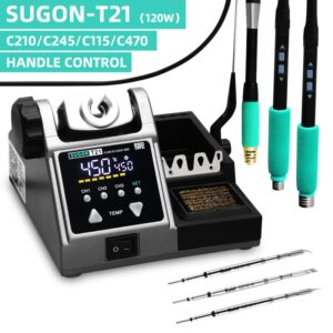 SUGON-Estación de soldadura T21, Compatible con punta de hierro Original, 210/245/115, Control de mango temperatura, estación de retrabajo de soldadura