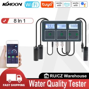 Tuya-probador de calidad del agua 8 en 1, Analizador de medición, Detector de calidad del agua, Monitor de agua, S.G/PH/EC/ORP/TDS/CF/SALT/TEMP, bricolaje