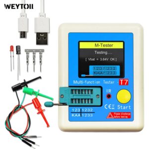 Probador de transistores multifunción, multímetro de capacitancia de triodo de diodo TFT, LCR, ESR, NPN, PNP, MOSFET, IR, nuevo de LCR-T7