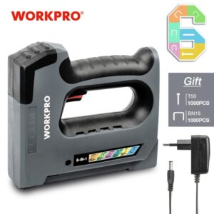 WORKPRO-pistola de grapas inalámbrica 6 en 1, aparejo recargable de alta resistencia de 3,6 V para renovación de tapicería y decoración del hogar