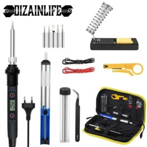 Kit de soldador eléctrico de 80W, juego de herramientas de soldadura con temperatura ajustable de 220V y 110V, puntas de soldadura fundente, estación de retrabajo