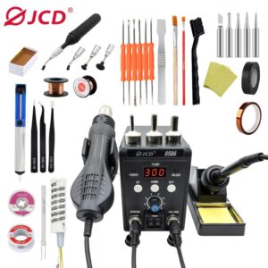 JCD-Estación de soldadura 2 en 1, herramientas de reparación de soldadura con pantalla Digital LCD 8586, SMD, retrabajo, pistola de aire caliente, 220V, 110V, ESD