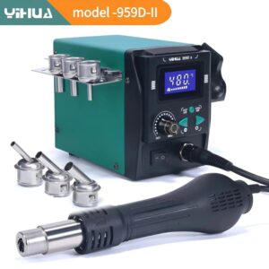 YIHUA-pistola de aire caliente 959D-II, 700W, boquillas fáciles de enchufar, retrabajo, estación de soldadura, reparación de teléfonos, herramientas de soldadura