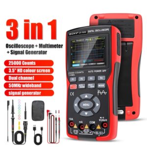 ZOYI-osciloscopio Digital 3 en 1 ZT703S, multímetro, generador de señal, doble canal, ancho de banda de 50MHz, frecuencia de muestreo de 280MS, multiprobador