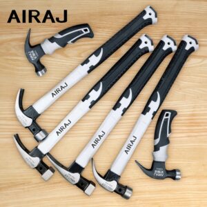 AIRAJ-martillo de garra de mango corto/largo, doble clavo, acero de alto carbono, herramienta de mano antideslizante duradera para el hogar, grado Industrial