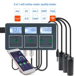 Tuya-Detector de calidad del agua 8 en 1, Analizador de medición, Monitor de agua, WiFi, S.G/PH/EC/ORP/TDS/CF/sal/TEMP