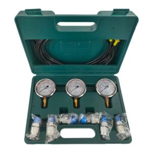 Kit de manómetro hidráulico para excavadora, dispositivo de medición de presión, 6 acoplamientos de prueba, 3 manómetros, 3 mangueras de prueba