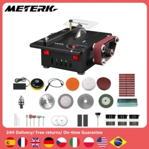 Kit de lijadora de correa de sierra de Mesa 2 en 1 de 150W, sierra Circular de Banco de velocidad Variable, 30mm de profundidad, rectificadora de mesa DIY, máquina de corte de lijado