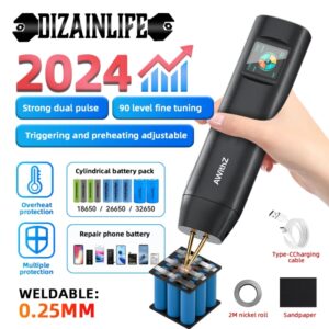 Soldador por puntos H2 mejorado con pantalla grande a Color, 90 engranajes, ajustable, potente, máquina de soldadura por puntos Digital de mano, batería Auto18650