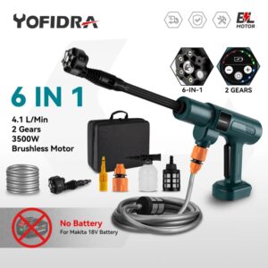 Lavadora de alta presión sin escobillas 6 en 1, generador de espuma recargable inalámbrico, herramientas de jardín para el hogar, batería Makita de 18V, 200bar