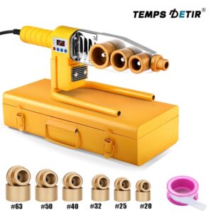 Máquina de soldadura de tuberías de 800/1000 W, hierro de soldadura de tuberías de 220 V PB/PP/PE/PPR, herramientas de soldadura de plástico para tuberías de agua domésticas, pantalla digital de temperatura 320 ℃