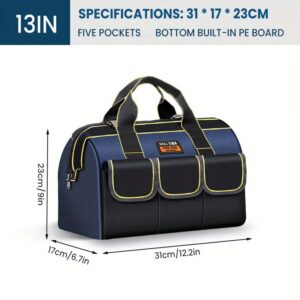 Bolsa de herramientas de electricista con tira reflectante, tela Oxford, resistente al desgaste, multibolsillo, almacenamiento impermeable, 13 pulgadas, nuevo