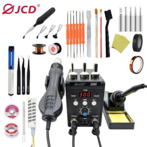 JCD-Estación de soldadura 2 en 1 8586, pantalla LED, temperatura ajustable, pistola de aire caliente, soldador SMD, herramientas de reparación de soldadura