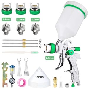 Pistola pulverizadora HVLP profesional de 1,4/1,7/2,0/2,5 mm y 600 ml con regulador de presión, herramienta neumática para pistola pulverizadora de pintura automática para el hogar,boquilla de acero de grado industrial