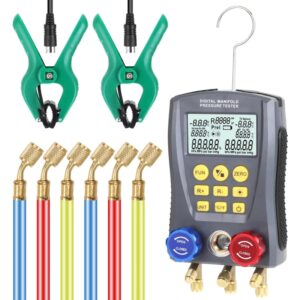 Medidor de presión de WZ-0031, probador de colector de presión de vacío Digital de refrigeración, probador de temperatura de aire acondicionado, Kit de herramientas de válvulas