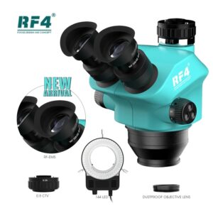 Microscopio estéreo Trinocular con Zoom continuo, herramienta de soldadura PCB para teléfono móvil, ocular WF10X/22mm, RF4 7-50X